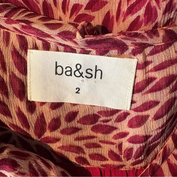 ba&sh Genn Ruffled Printed Crepon Blouse - Antique Rose - Picture 12 of 12